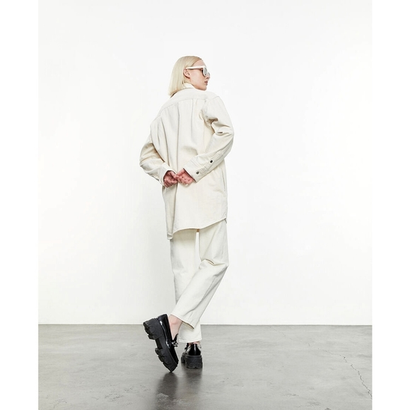 The Kooples Ecru Minimilist Lag & Look Denim Shacket - Picture 10 of 10